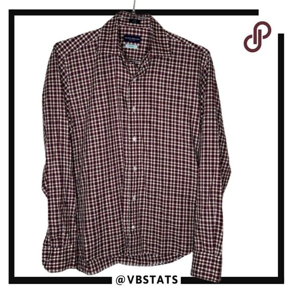 Peter Millar Collection Flex Finish Small Maroon and White Plaid LS Button Down - Picture 1 of 7